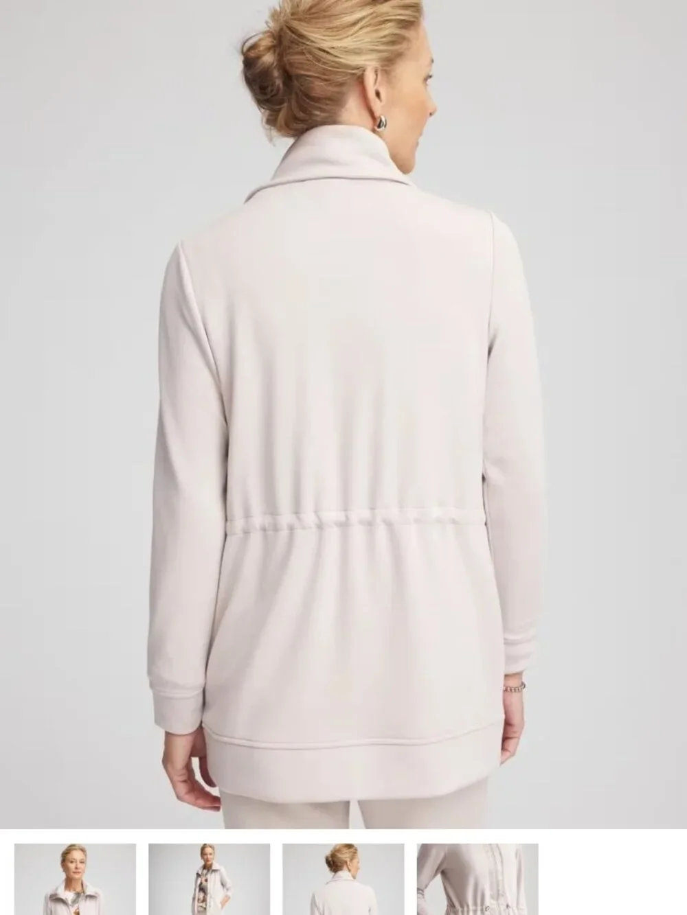 nwt CHICO'S zenergy cinch waist long sweatshirt top 0 small smokey taupe
